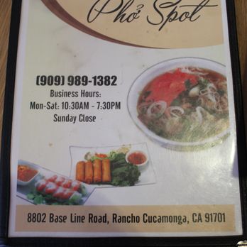 Pho Spot - Menu - Vietnamese Near Me - Rancho Cucamonga, California