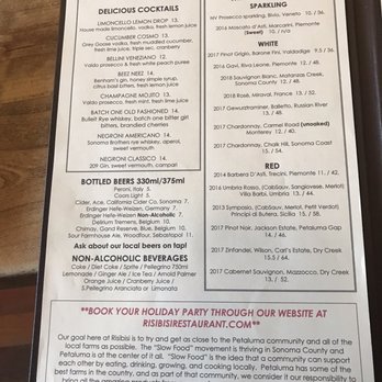 Risibisi - Menu - Italian Near Me - Petaluma, California Risibisi - Menu - Italian Near Me - Petaluma, California
