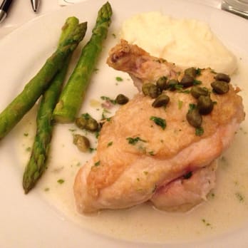 Dal Rae Restaurant - Chicken Piccata, accompanied by asparagus + mashed potatoes - Steakhouses Near Me - Pico Rivera, California Dal Rae Restaurant - Chicken Piccata, accompanied by asparagus + mashed potatoes - Steakhouses Near Me - Pico Rivera, California