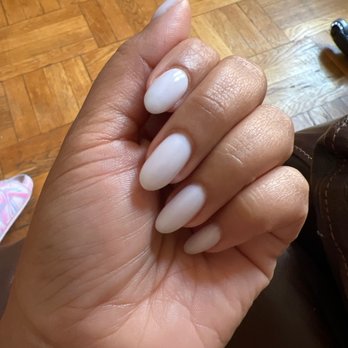 Glowly - Milky White Hard Gel Mani by Anna - Nail Salons Near Me - New York, New York