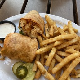 The BCW: Chicken tenders, choice of sauce, red onion, tomato, lettuce, in a sundried tomato wrap The BCW: Chicken tenders, choice of sauce, red onion, tomato, lettuce, in a sundried tomato wrap
