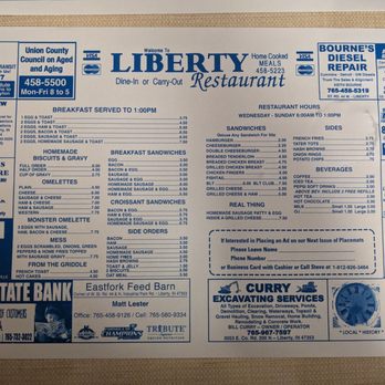 Liberty Restaurant - Menu - Restaurants Near Me - Liberty, Indiana Liberty Restaurant - Menu - Restaurants Near Me - Liberty, Indiana