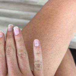 Star Nails - The pinky nail with dip that she started to pull off compared to the other nails when I told her I'll go home and just finish it myself