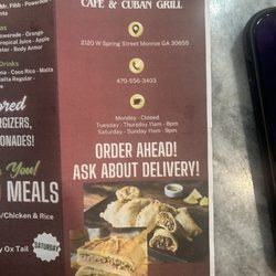Sip of Joy Cafe and Cuban Grill - Menu
