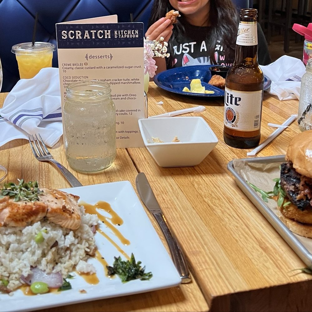 Salmon entree & Truffle Mac & Cheese Burger Salmon entree & Truffle Mac & Cheese Burger