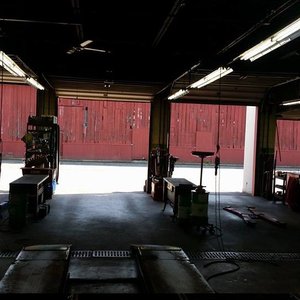 garage workbench with light