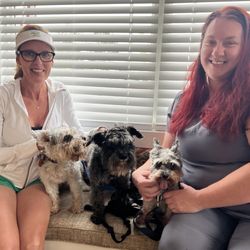Park Place Animal Hospital - Buddy Annie and Wally along with my wife, Danielle and Megan.