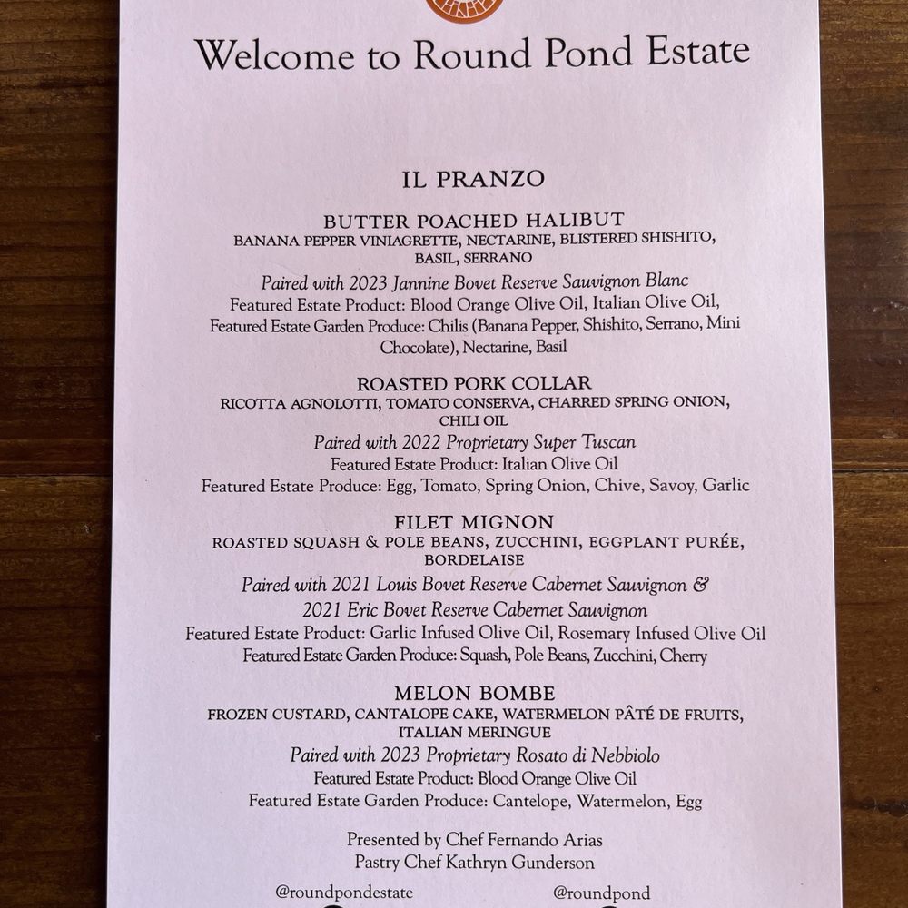 Round Pond Estate Winery - Menu - Wineries Near Me - Rutherford, California Round Pond Estate Winery - Menu - Wineries Near Me - Rutherford, California