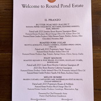 Round Pond Estate - Menu - Wineries Near Me - Rutherford, California Round Pond Estate - Menu - Wineries Near Me - Rutherford, California