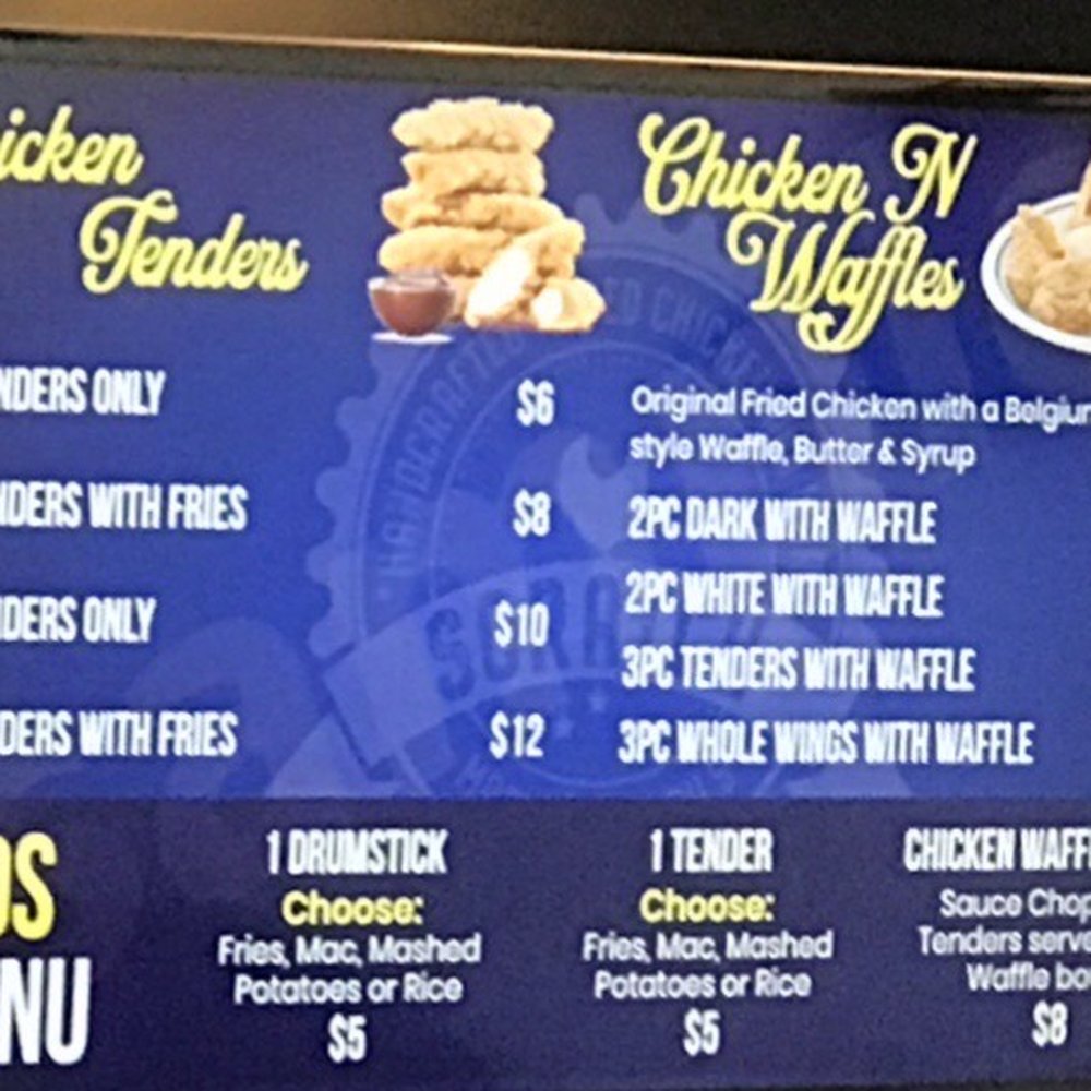 Scratch Fried Chicken - Menu board 1/4 - Chicken Wings Near Me - Greensboro, North Carolina Scratch Fried Chicken - Menu board 1/4 - Chicken Wings Near Me - Greensboro, North Carolina