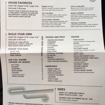 Miko Poke - Menu on opening night - page 1 - Poke Near Me - Madison, Wisconsin