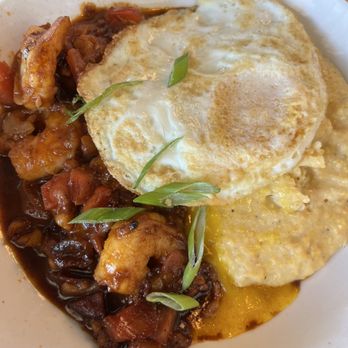 Big Bad Breakfast - Chattanooga - Shrimp and grits with sausage and onion, and Wisenburger grits and a fried egg over the shrimp. - Breakfast & Brunch Near Me - Chattanooga, Tennessee Big Bad Breakfast - Chattanooga - Shrimp and grits with sausage and onion, and Wisenburger grits and a fried egg over the shrimp. - Breakfast & Brunch Near Me - Chattanooga, Tennessee