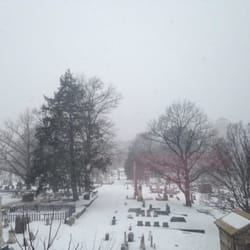 This is the view from the hospital window. Not encouraging patients to get better to see a graveyard outside of their window...