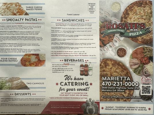 Menu photo 3 Rosati's Pizza Marietta, GA