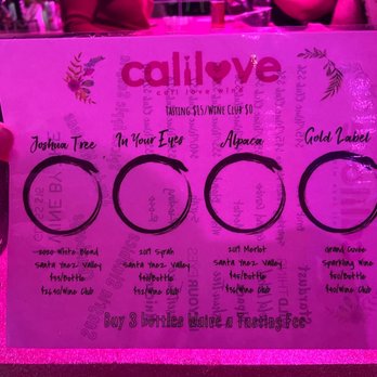 Cali Love Wine - Tasting menu $15 - Wine Tasting Room Near Me - Solvang, California