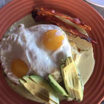 El Nicho - Yum! Recommended: Chicken Enchilada Suisa, eggs over easy, and bacon on the side. - Mexican Near Me - Puerto Morelos, ROO El Nicho - Yum! Recommended: Chicken Enchilada Suisa, eggs over easy, and bacon on the side. - Mexican Near Me - Puerto Morelos, ROO