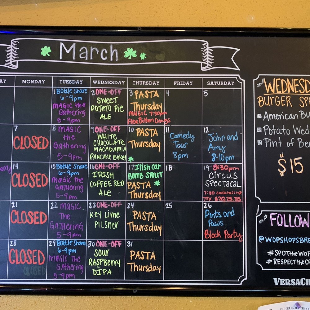 Wop's Hops Brewing Company - Calendar of March events - Breweries Near Me - Sanford, Florida Wop's Hops Brewing Company - Calendar of March events - Breweries Near Me - Sanford, Florida