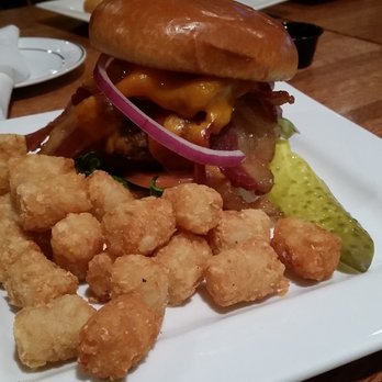 Grindstone Tap House - Bacon cheeseburger with tots - New American Near Me - Berea, Ohio