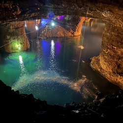 Bonne Terre Mine - Waterfall view from 100 feet above the lake