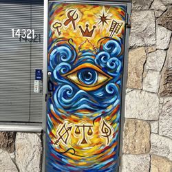 Botanica San Simon - Botanica San Simon Yemaya door mural by Chris Granillo Art.
