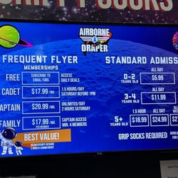 Airborne Trampoline Park - Monthly memberships and standard admissions pricing