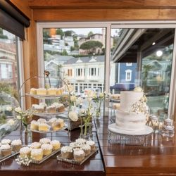 The Chaste Cupcake - Wedding cake table set up with Courtney's delicious cupcakes!