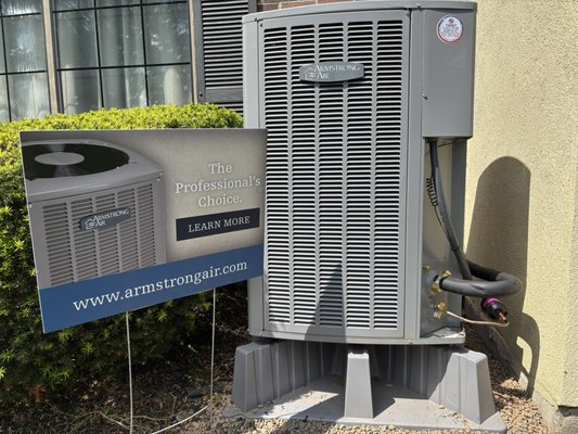 Armstrong heat pump - This heat pump was installed on the third floor of and apartment building. We could not run a new wire so we used a fast stat for communication. Worked amazing!! Customer was super happy with her new upgraded r454b dual fuel HVAC system.