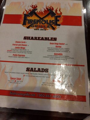 Menu photo 1 Firehouse Grille Elko New Market, MN Menu photo 1 Firehouse Grille Elko New Market, MN