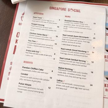 Singapore Social - Menu - Singaporean Near Me - New York, New York Singapore Social - Menu - Singaporean Near Me - New York, New York