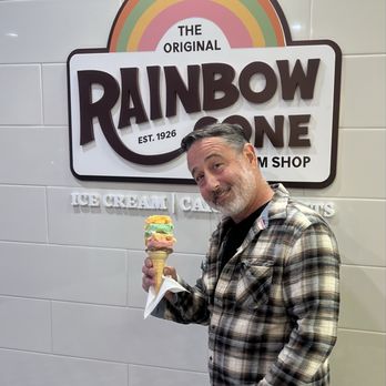 The Original Rainbow Cone - Just me about to devour this cone. - Ice Cream & Frozen Yogurt Near Me - Laguna Beach, California