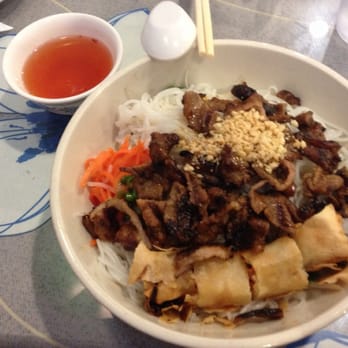 Pho Kien Giang - Bun Thit Nuong Cha Gio (vermicelli noodles with egg roll and grilled pork). Sweet fish sauce to pour over. - Vietnamese Near Me - Pinellas Park, Florida