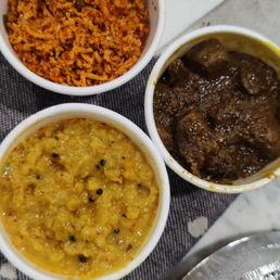 Lentils Curry; Pol (coconut) Sambol; Devilled Beef Lentils Curry; Pol (coconut) Sambol; Devilled Beef