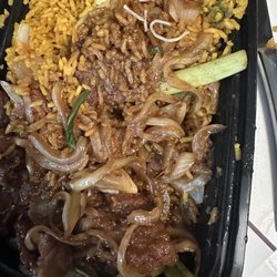 Wok To Go - Mongolian beef and rice plate. Very good.