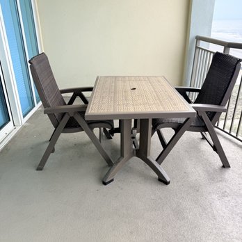 Saltwater Grande - Balcony table with 2 chairs should have 4 chairs - Real Estate Agents Near Me - Myrtle Beach, South Carolina Saltwater Grande - Balcony table with 2 chairs should have 4 chairs - Real Estate Agents Near Me - Myrtle Beach, South Carolina