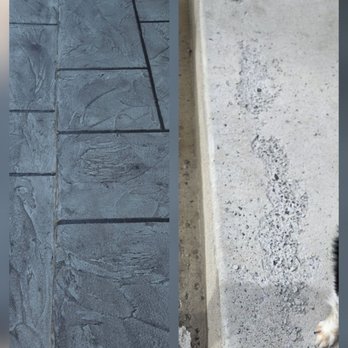 Decor Coatings - Before and after.  Detiorated old porch step on right. - Masonry/Concrete Near Me