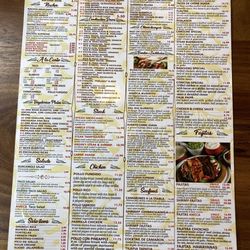 Ameca Mexican Restaurant - Dinner portion of menu