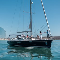 Azul Sailing - Our yacht Jeanneau Sun Odyssey 54 ds "Anna Katharina" is leaving Marina port vell, Barcelona