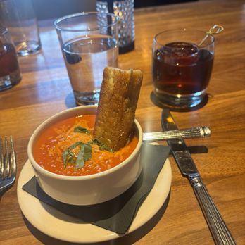 Baldamar - Tomato soup, black and white manhattan - New American Near Me - Roseville, Minnesota