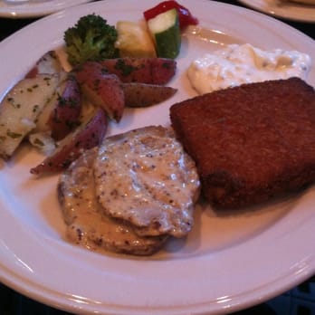 Bistro In The Park - Pork with Pommery Sauce, Fish Fillet, potatoes and vegetables - American Near Me - Cary, North Carolina Bistro In The Park - Pork with Pommery Sauce, Fish Fillet, potatoes and vegetables - American Near Me - Cary, North Carolina