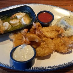 Walt's Favourite Shrimp, Island Jumbo Coconut Shrimp, Garlic Shrimp, and Mashed Potatoes Walt's Favourite Shrimp, Island Jumbo Coconut Shrimp, Garlic Shrimp, and Mashed Potatoes