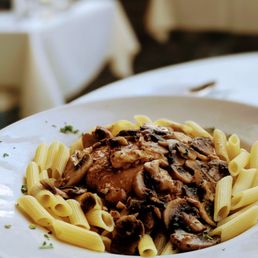 a plate of pasta with mushrooms a plate of pasta with mushrooms