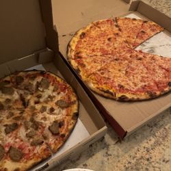 Privateers Pizza - Cheese pizza and Meatball and onion