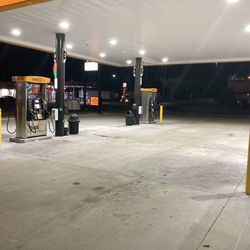 One 9 - gasoline dispensers in front part of facility