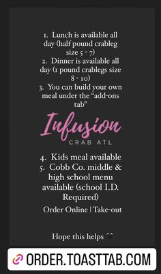 Menu photo 1 Infusion Crab ATL Marietta, GA