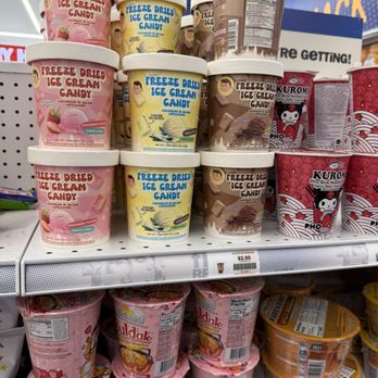 Five Below - Containers of freeze-dried ice cream candy in various flavors are displayed on store shelves at Five Below, including strawberry, vanilla, and chocolate. - Toy Stores Near Me - Round Rock, Texas