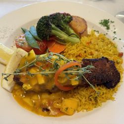Harbour Grill - Cajun halibut with saffron rice