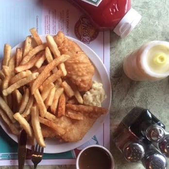 Ches's Snacks - 2-piece fish and chips with gravy and dressing on the side. - Seafood Near Me - St. John's, Newfoundland and Labrador Ches's Snacks - 2-piece fish and chips with gravy and dressing on the side. - Seafood Near Me - St. John's, Newfoundland and Labrador