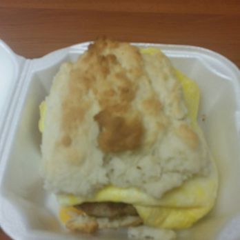 Tastee Treat - Sausage, egg and cheese biscuit.  Big enough for 2 people. - Breakfast & Brunch Near Me - Broken Arrow, Oklahoma