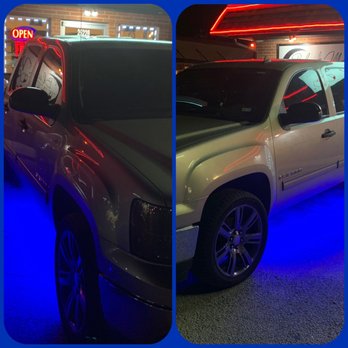 BRASS CUSTOMS - Smoked out headlights and taillights along with blue undercarriage lighting - Car Stereo Installation Near Me - Killeen, Texas BRASS CUSTOMS - Smoked out headlights and taillights along with blue undercarriage lighting - Car Stereo Installation Near Me - Killeen, Texas