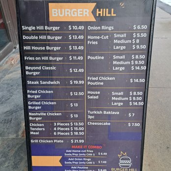 Burger Hill - Menu (December 2025) - Burgers Near Me - East York, Ontario